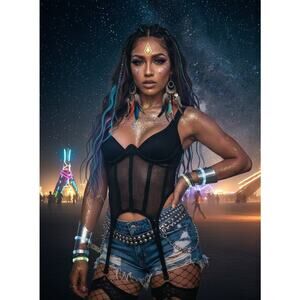 Mesh Underwire Corset Top • Boning • Garter Straps